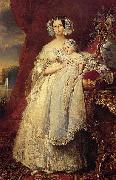 Franz Xaver Winterhalter Portrait of Helena of Mecklemburg-Schwerin, Duchess of Orleans with her son the Count of Paris Spain oil painting artist